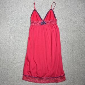 VTG Y2K Free People Babydoll Lace Dress Sz M Pink Beaded Boho Coachella Dainty